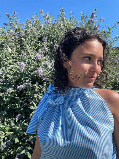 Top Gisèle à rayures bleues