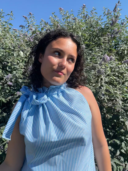 Top Gisèle à rayures bleues