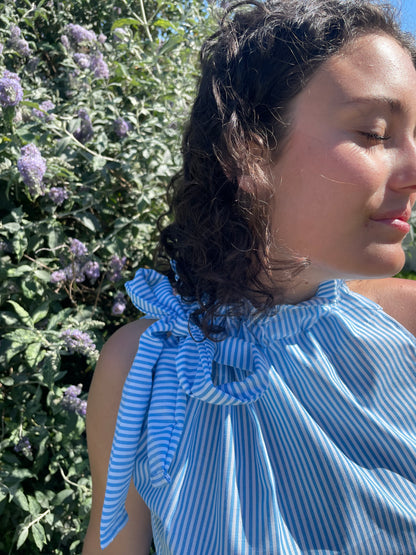 Top Gisèle à rayures bleues
