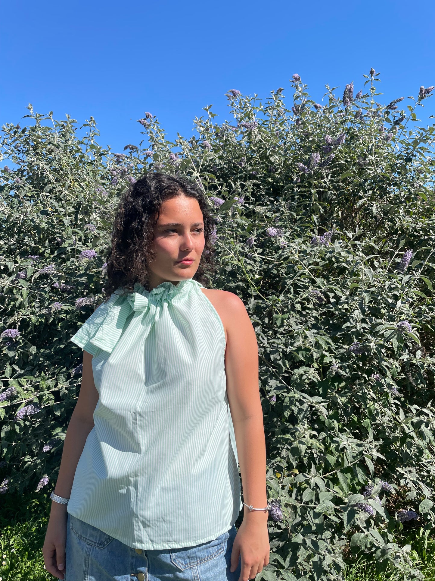 Top Gisèle à rayures vertes