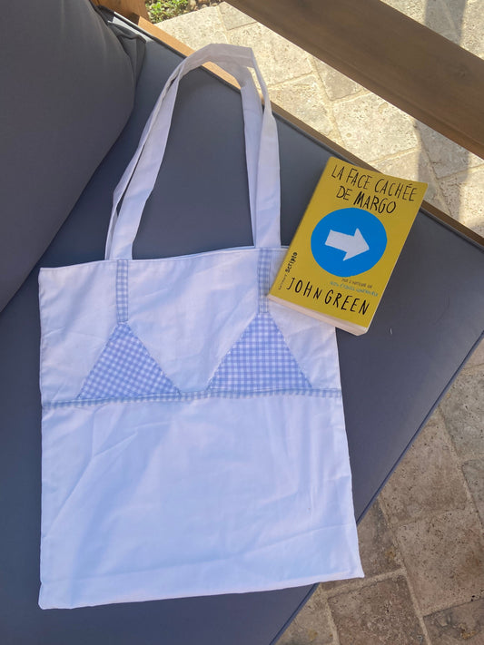 Bikini tote bag vichy bleu