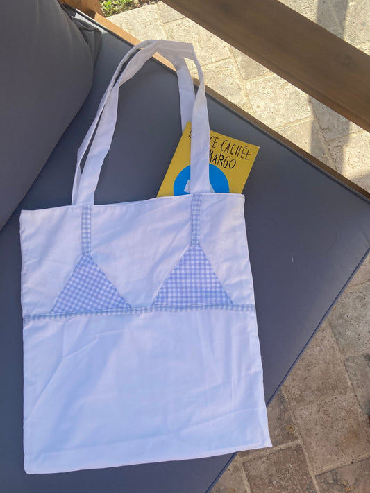 Bikini tote bag vichy bleu