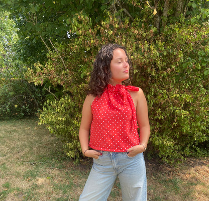 Top Gisèle à pois rouge