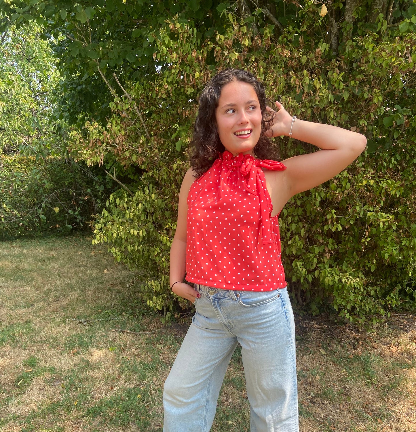 Top Gisèle à pois rouge