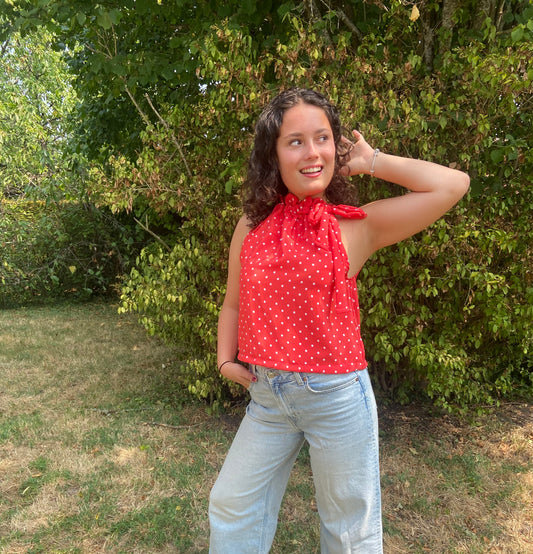Top Gisèle à pois rouge