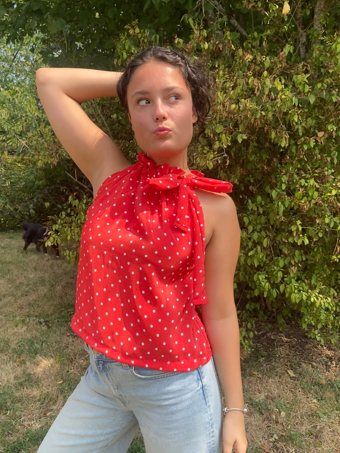 Top Gisèle à pois rouge