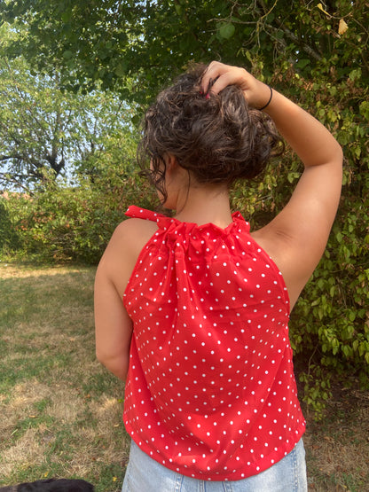 Top Gisèle à pois rouge