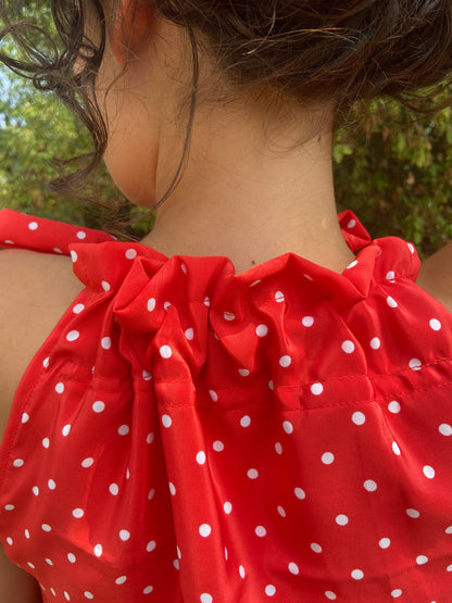 Top Gisèle à pois rouge